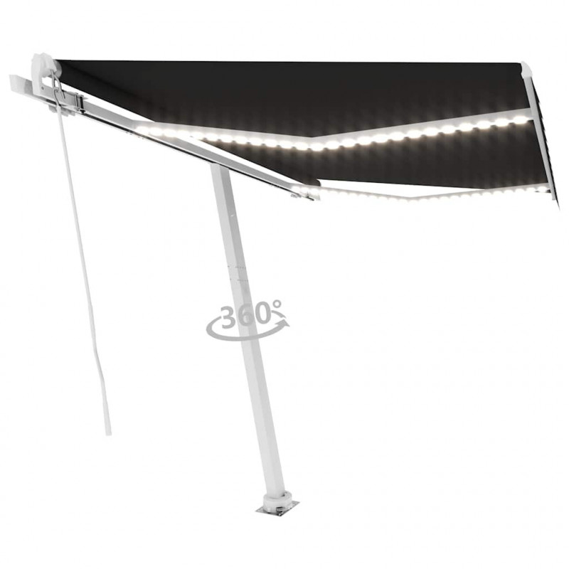 Ręcznie zwijana markiza z LED, 350 x 250 cm, antracytowa