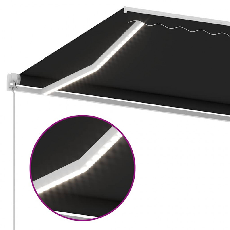Ręcznie zwijana markiza z LED, 350 x 250 cm, antracytowa