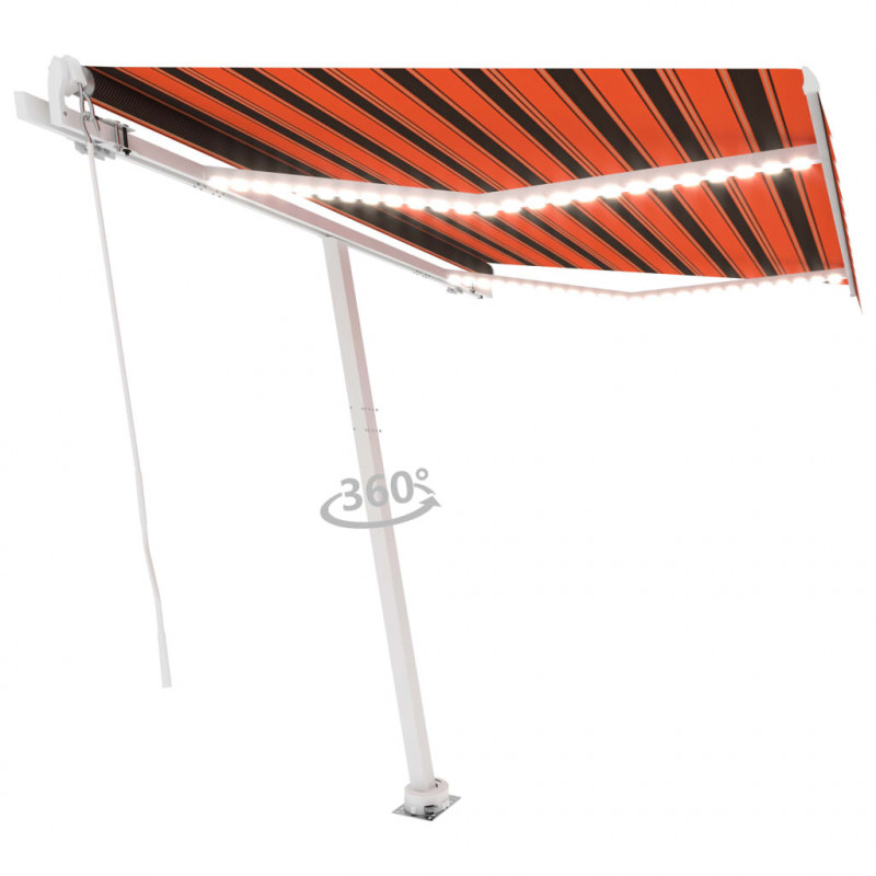 Ręcznie zwijana markiza z LED, 350x250 cm, pomarańczowo-brązowa