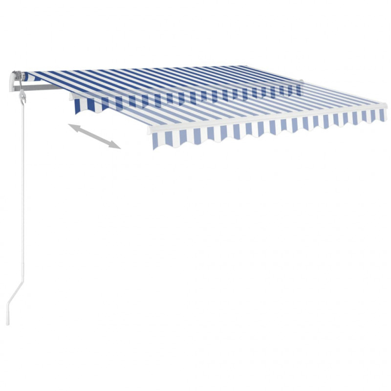 Ręcznie zwijana markiza z LED, 3x2,5 m, niebiesko-biała