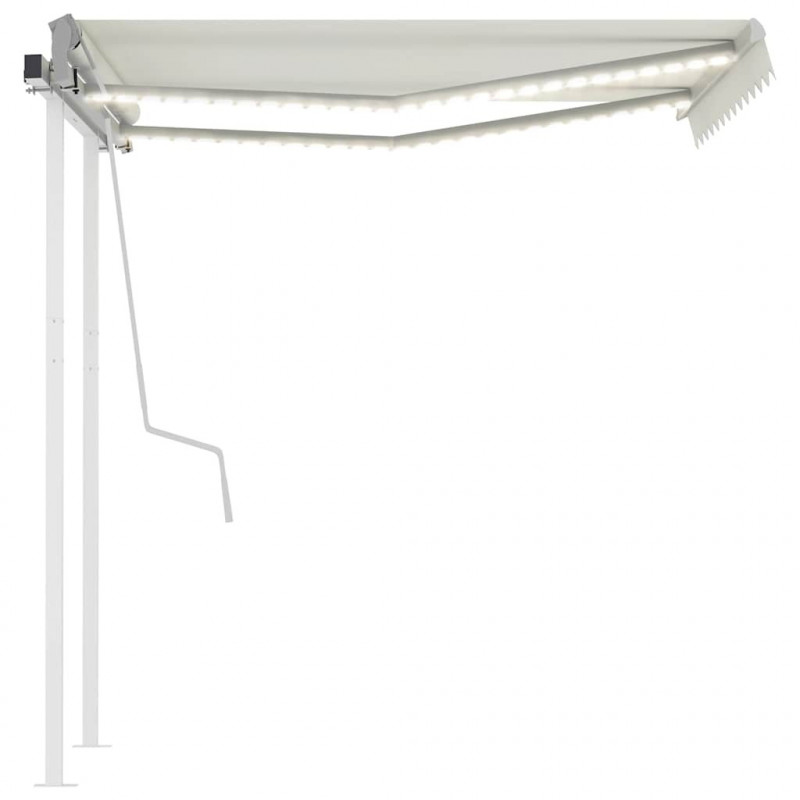 Ręcznie zwijana markiza z LED, 3x2,5 m, kremowa
