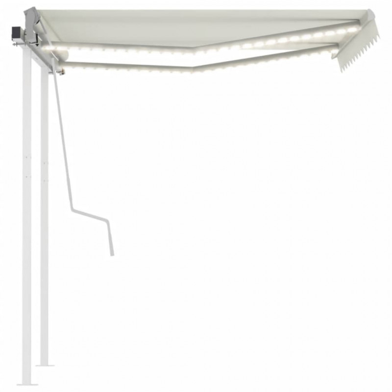Ręcznie zwijana markiza z LED, 3,5x2,5 m, kremowa