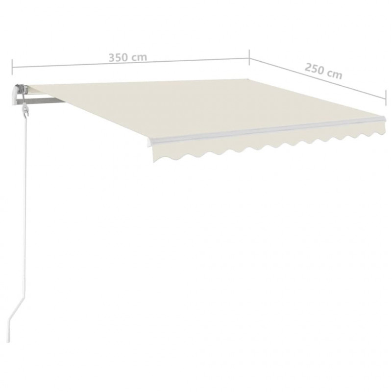 Ręcznie zwijana markiza z LED, 3,5x2,5 m, kremowa
