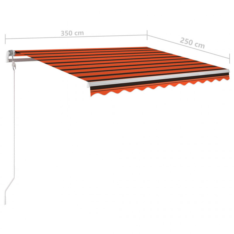 Ręcznie zwijana markiza z LED, 3,5x2,5 m, pomarańczowo-brązowa