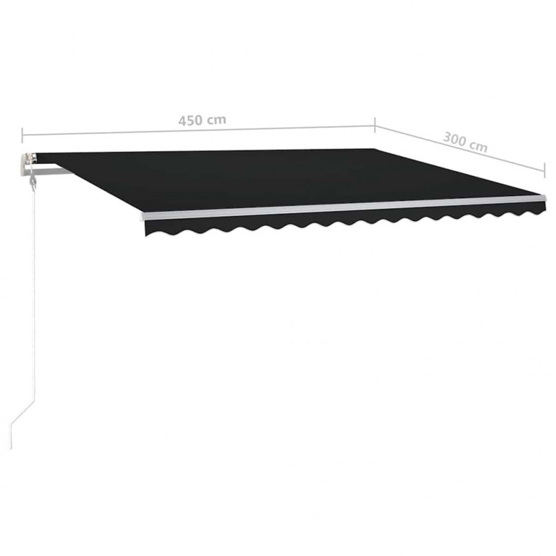 Ręcznie zwijana markiza z LED, 4,5x3 m, antracytowa