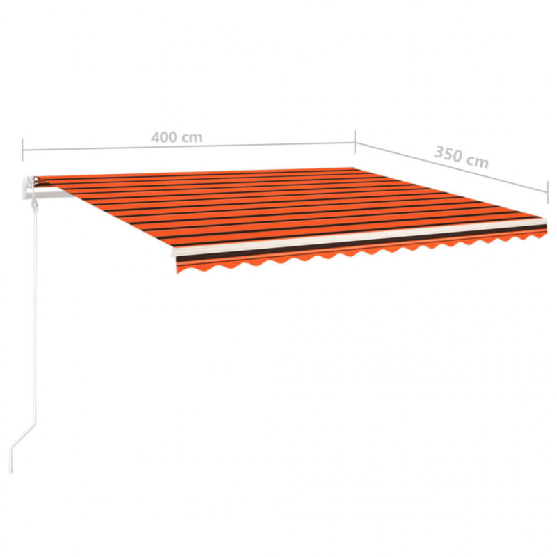 Ręcznie zwijana markiza z słupkami, 4x3,5 m, pomarańcz-brąz