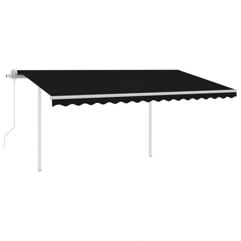 Automatycznie zwijana markiza z słupkami, 4x3,5 m, antracytowa