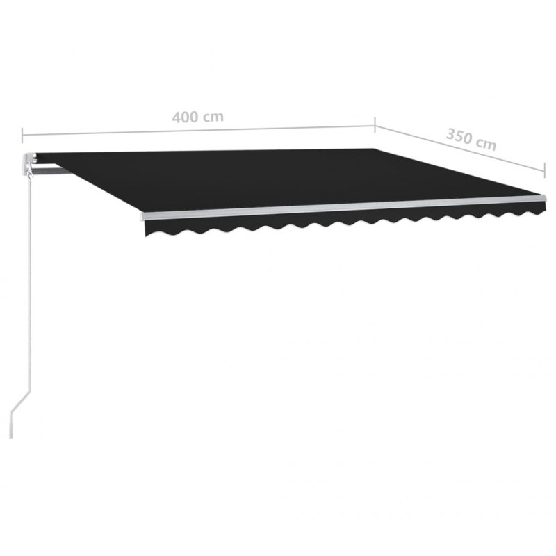 Automatycznie zwijana markiza z słupkami, 4x3,5 m, antracytowa