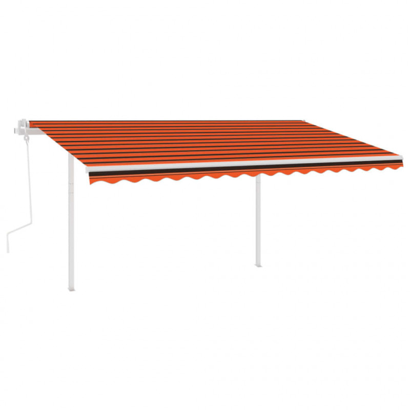 Ręcznie zwijana markiza z słupkami, 4,5x3,5 m, pomarańcz-brąz