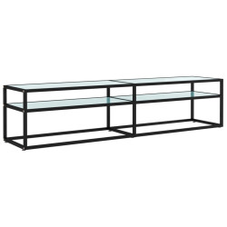 Szafka pod TV, biały marmur, 180x40x40,5 cm, szkło hartowane