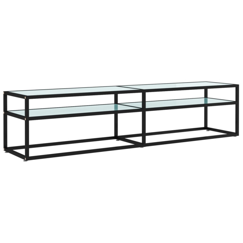 Szafka pod TV, biały marmur, 180x40x40,5 cm, szkło hartowane