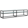 Szafka pod TV, biały marmur, 180x40x40,5 cm, szkło hartowane
