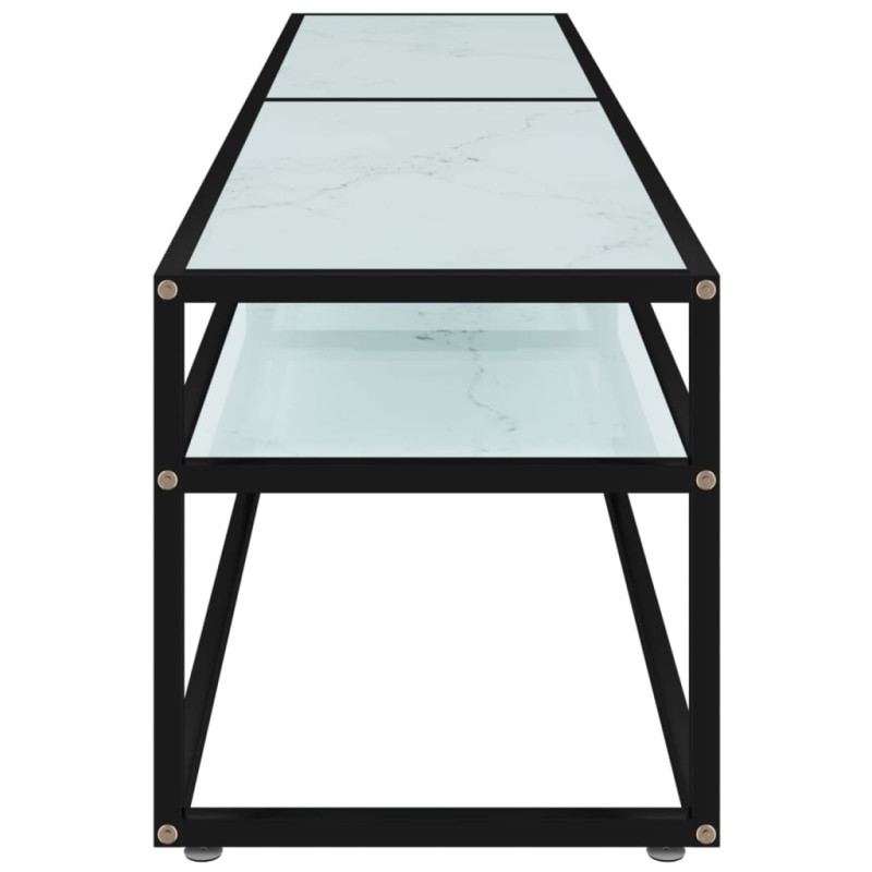 Szafka pod TV, biały marmur, 180x40x40,5 cm, szkło hartowane