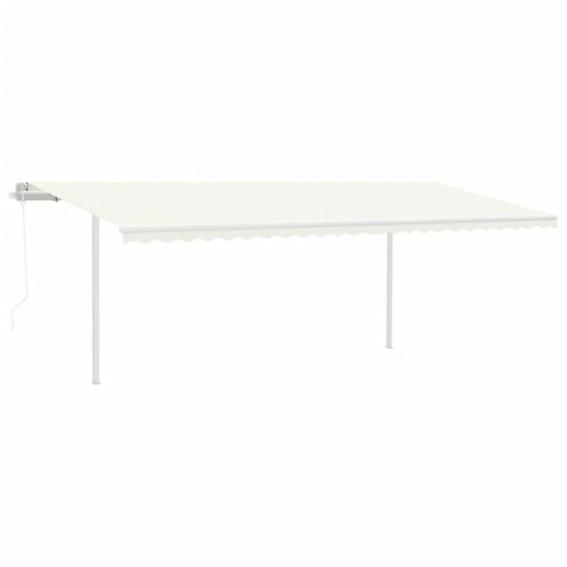 Automatycznie zwijana markiza z słupkami, 6x3,5 m, kremowa