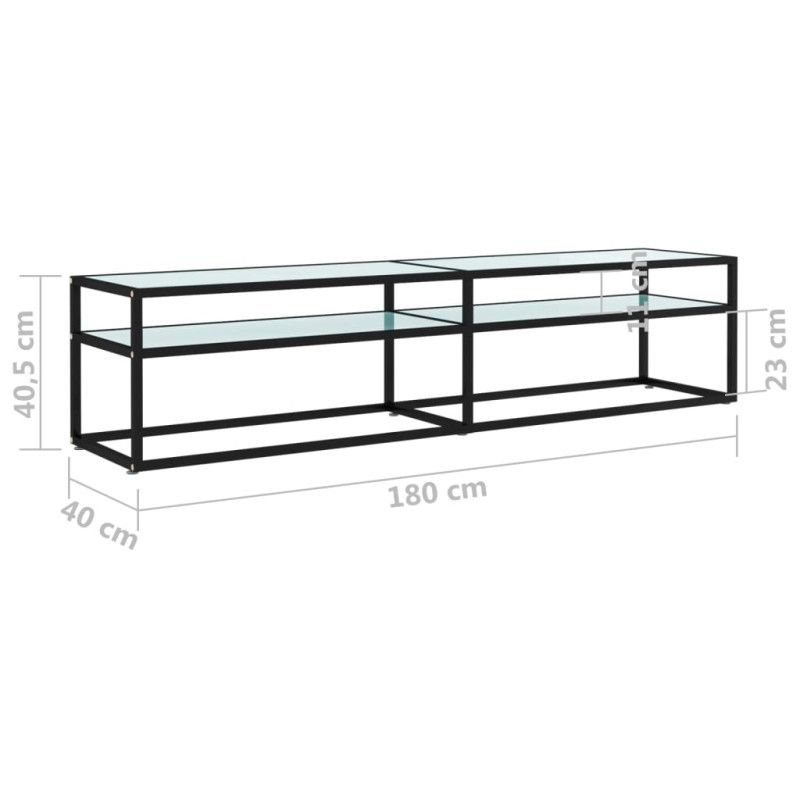 Szafka pod TV, biały marmur, 180x40x40,5 cm, szkło hartowane
