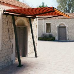 Ręcznie zwijana markiza ze słupkami, 3,5x2,5 m, pomarańcz/brąz