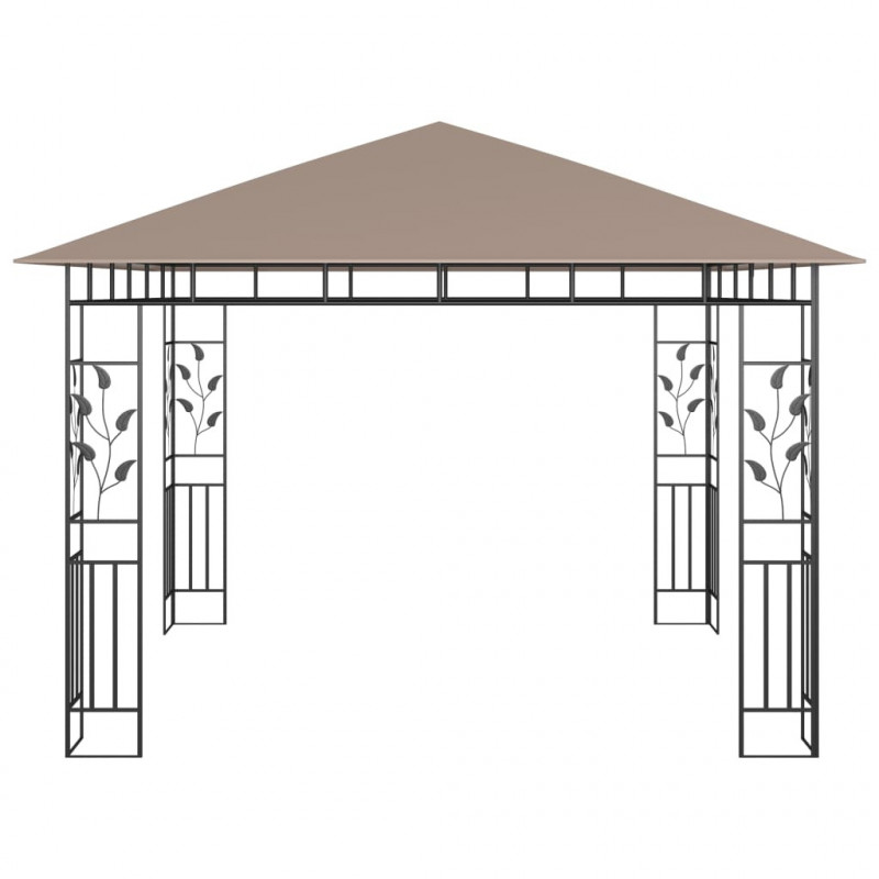 Altana z moskitierą i sznurem lampek LED, 3x3x2,73 cm, taupe
