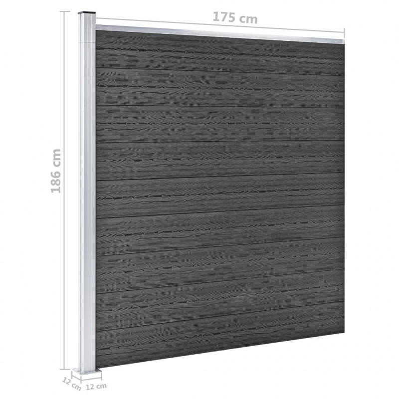 Zestaw ogrodzeniowy z WPC, 446x(105-186) cm, czarny
