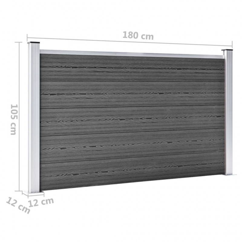 Zestaw ogrodzeniowy z WPC, 353x105 cm, czarny