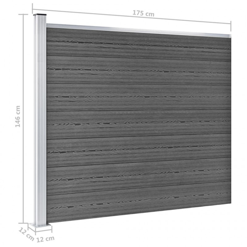 Zestaw ogrodzeniowy z WPC, 353x146 cm, czarny