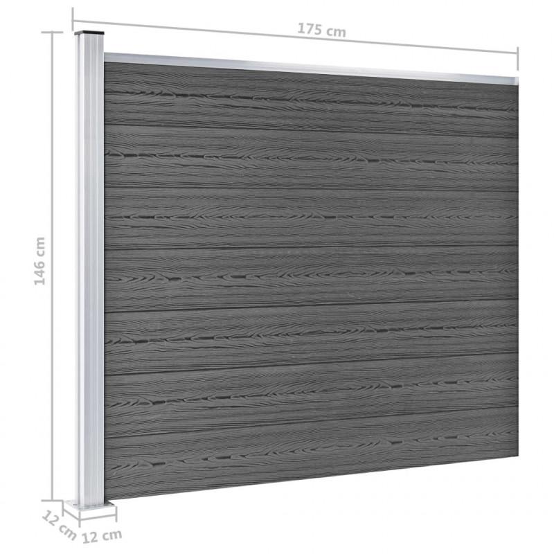Zestaw paneli ogrodzeniowych z WPC, 872 x 146 cm, czarny