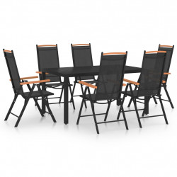 7-częściowy zestaw mebli ogrodowych, aluminium, czarny