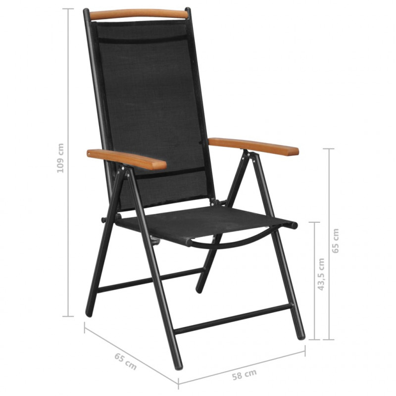 7-częściowy zestaw mebli ogrodowych, aluminium, czarny