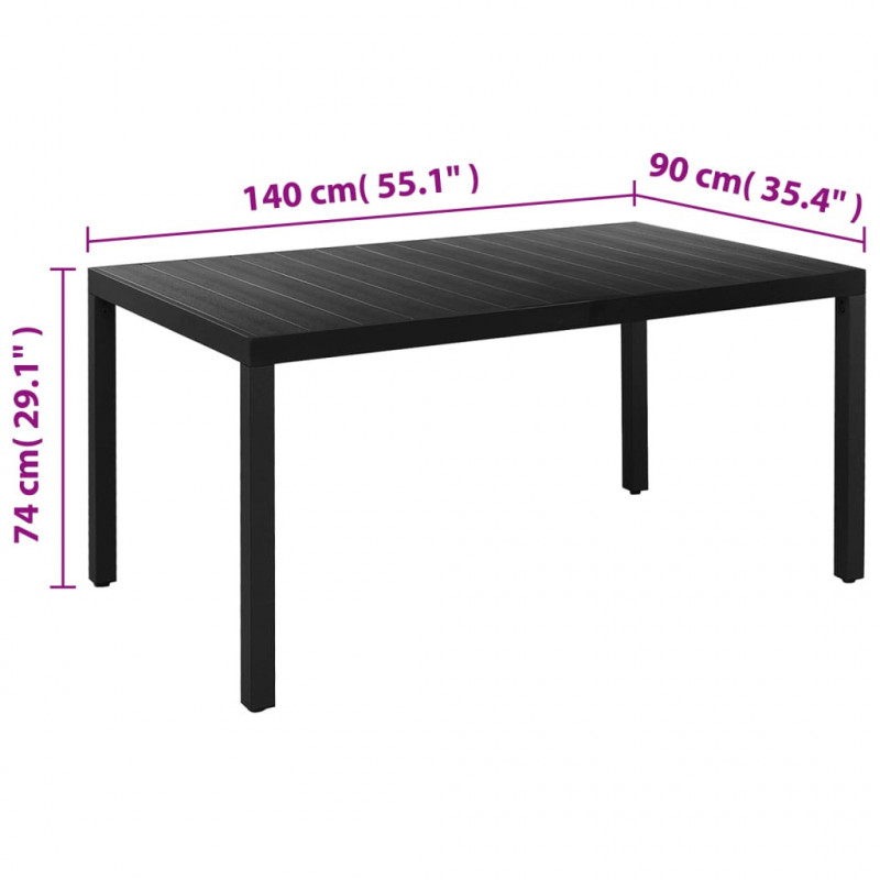 7-częściowy zestaw mebli ogrodowych, aluminium, czarny
