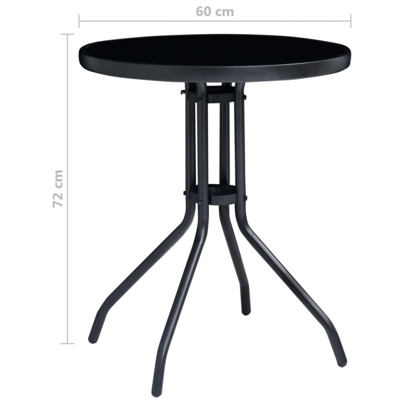 3-cz. zestaw mebli bistro, aluminium i textilene, czarny