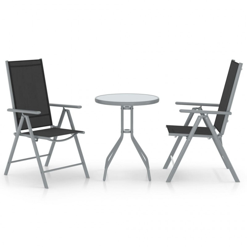 3-cz. zestaw mebli bistro, aluminium i textilene, srebrny