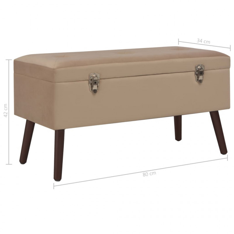 Ławka ze schowkiem, beżowa, 80 cm, aksamitna