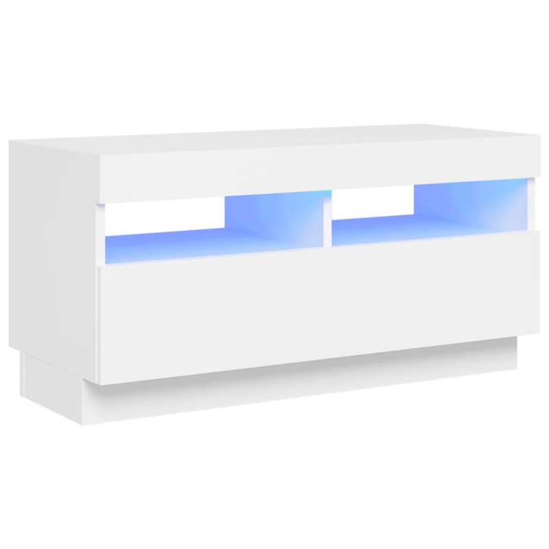 Szafka pod TV z oświetleniem LED, biała, 80x35x40 cm