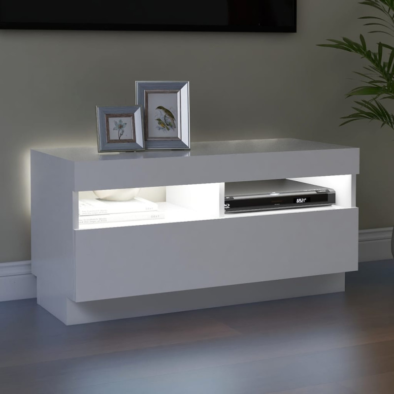 Szafka pod TV z oświetleniem LED, biała, 80x35x40 cm