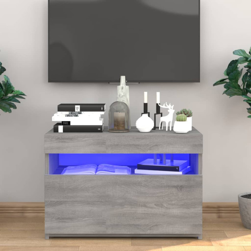 Szafka pod TV z oświetleniem LED, szary dąb sonoma, 60x35x40 cm