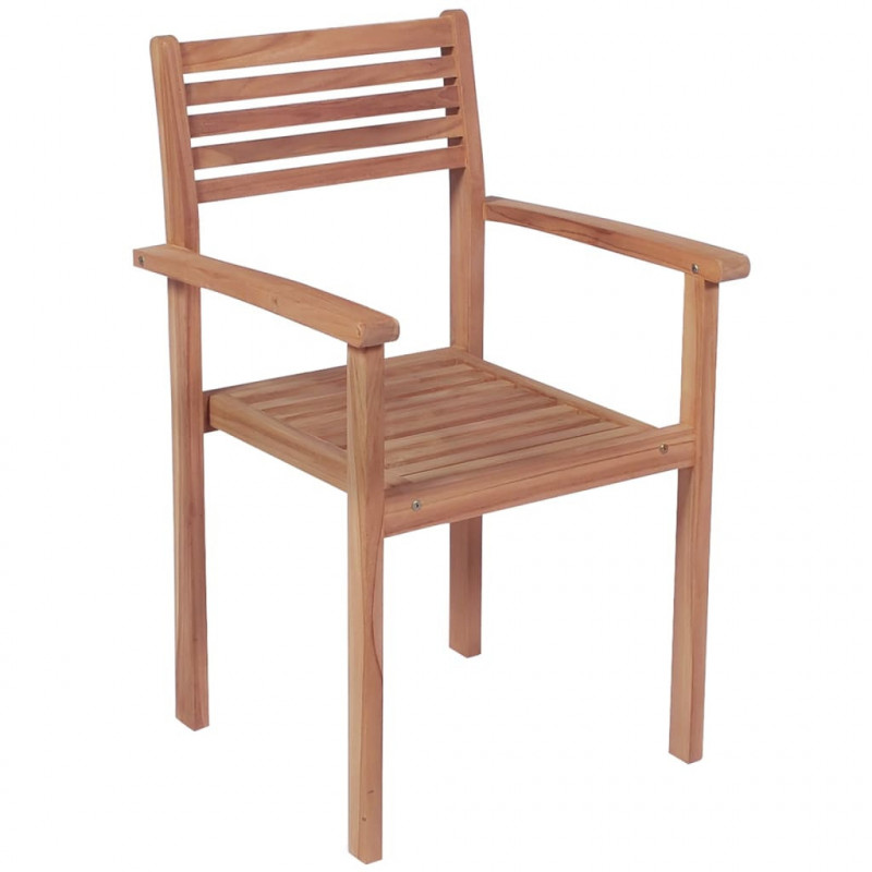 Sztaplowane krzesła ogrodowe z poduszkami, 6 szt., tekowe