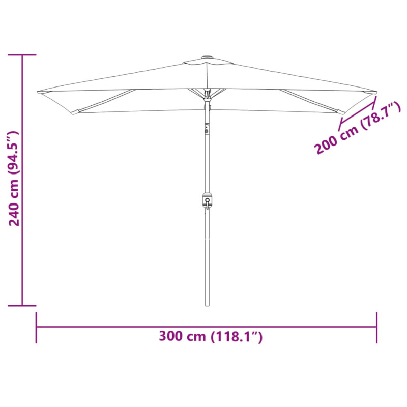 Prostokątny parasol ogrodowy, biały, 200x300 cm
