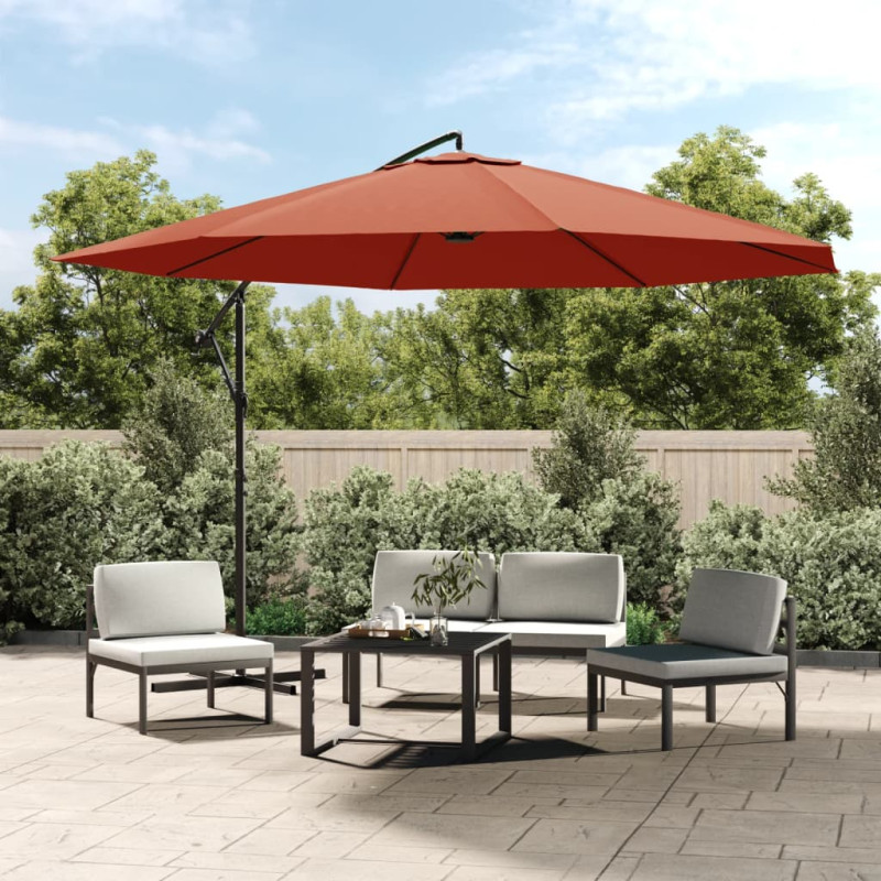 Parasol wiszący z aluminiowym słupkiem, 350 cm, terakotowy