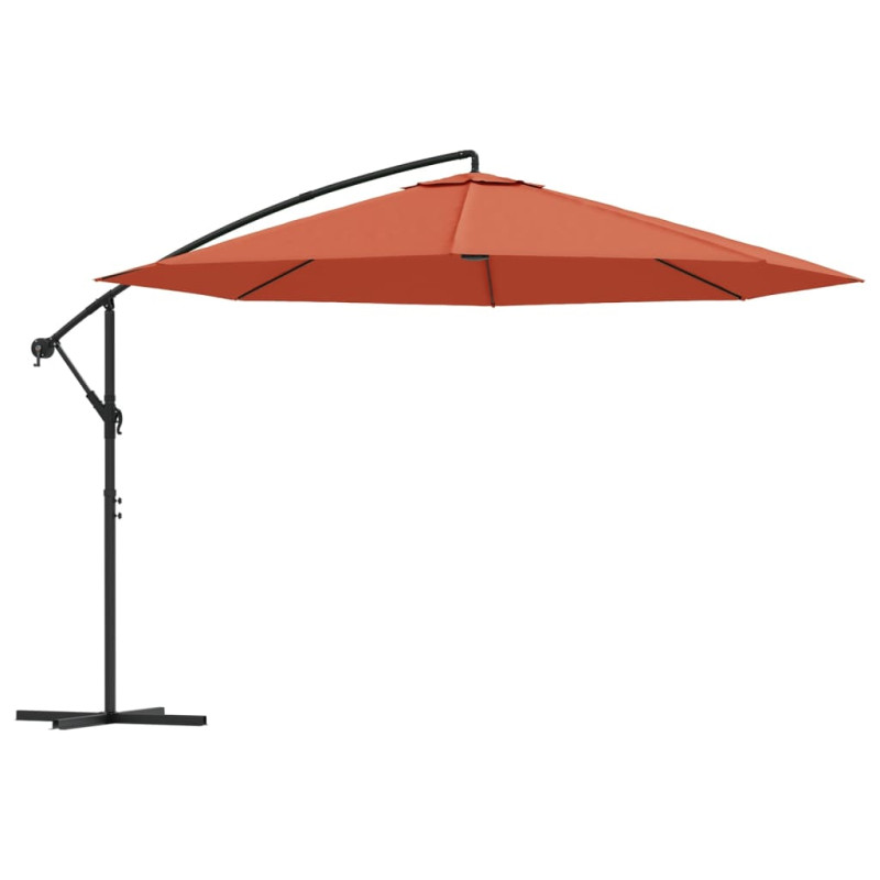 Parasol wiszący z aluminiowym słupkiem, 350 cm, terakotowy