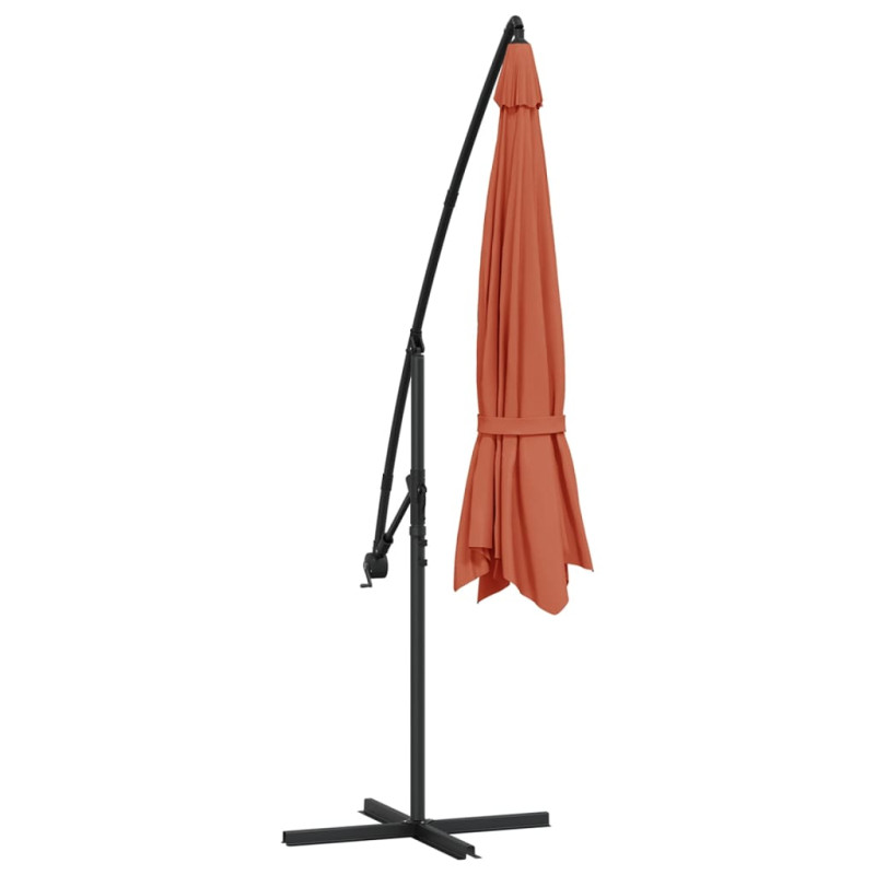 Parasol wiszący z aluminiowym słupkiem, 350 cm, terakotowy