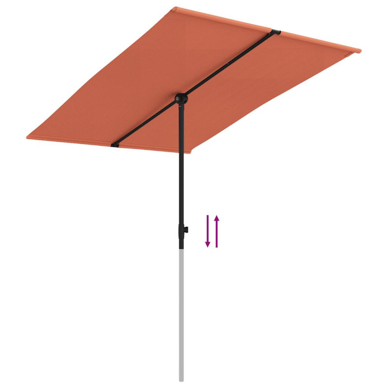 Parasol ogrodowy na aluminiowym słupku, 2x1,5 m, terakota