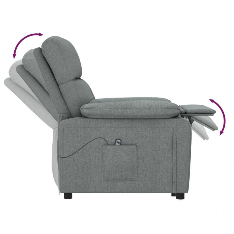 Elektryczny fotel rozkładany, ciemnoszary, obity tkaniną