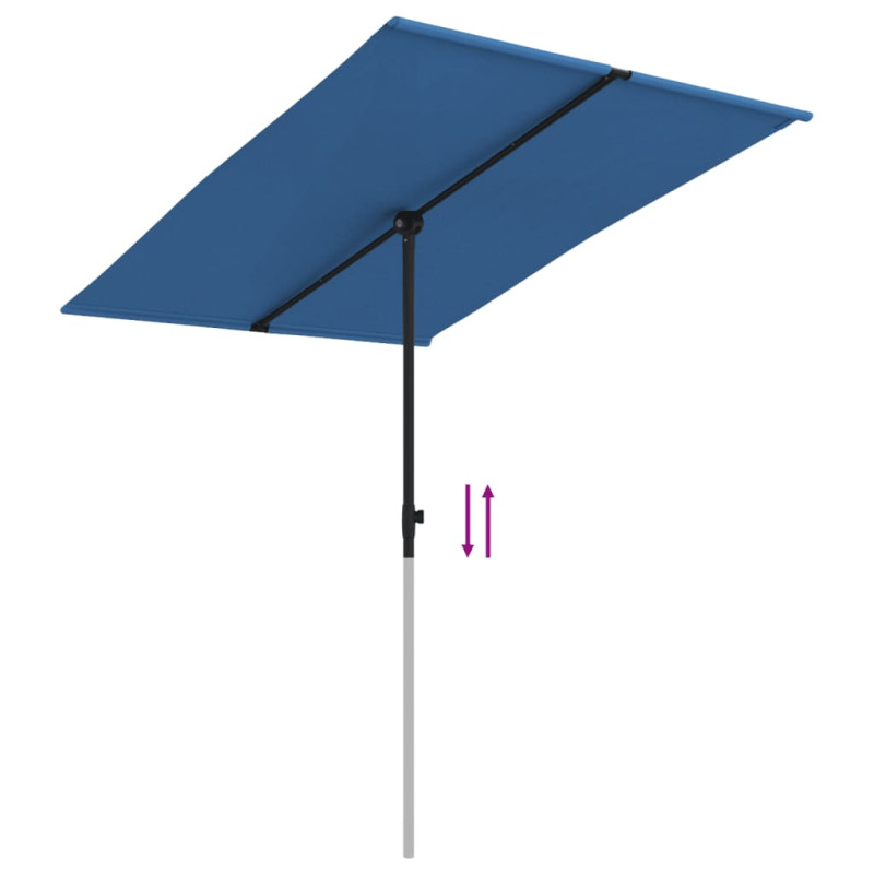 Parasol ogrodowy na aluminiowym słupku, 2x1,5 m, niebieski