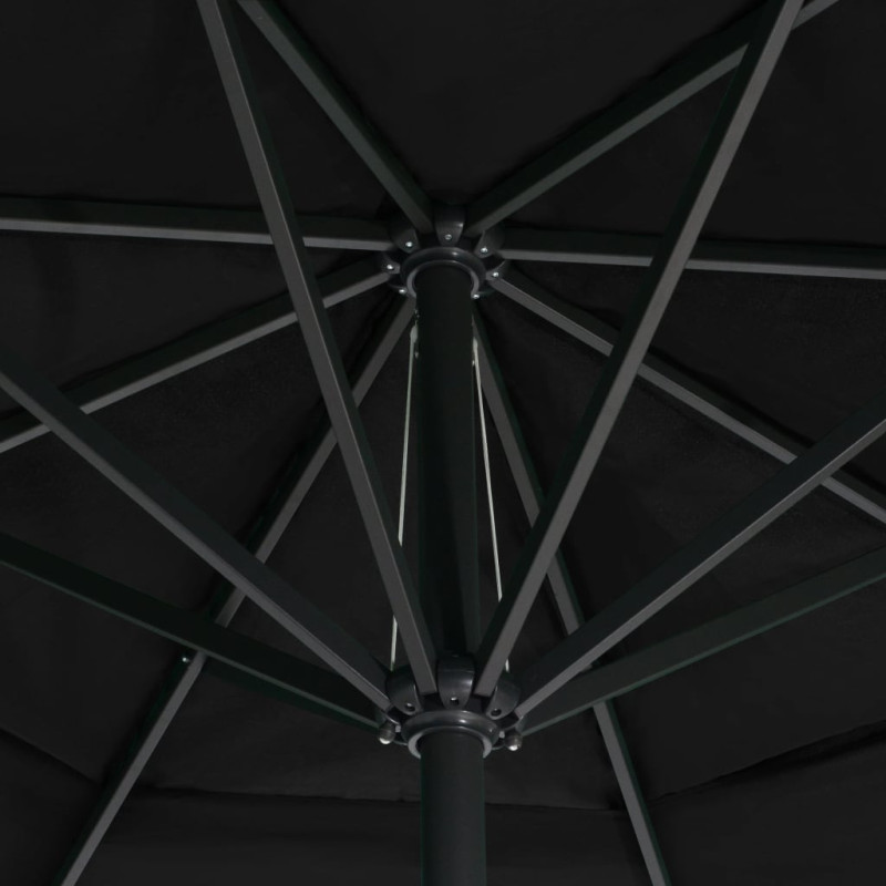 Parasol ogrodowy na aluminiowym słupku, 600 cm, czarny