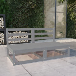 2-osobowa sofa ogrodowa, szara, lite drewno sosnowe