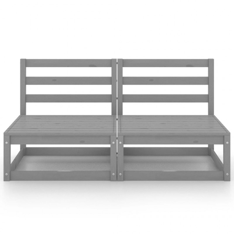 2-osobowa sofa ogrodowa, szara, lite drewno sosnowe