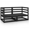 2-osobowa sofa ogrodowa, czarna, lite drewno sosnowe