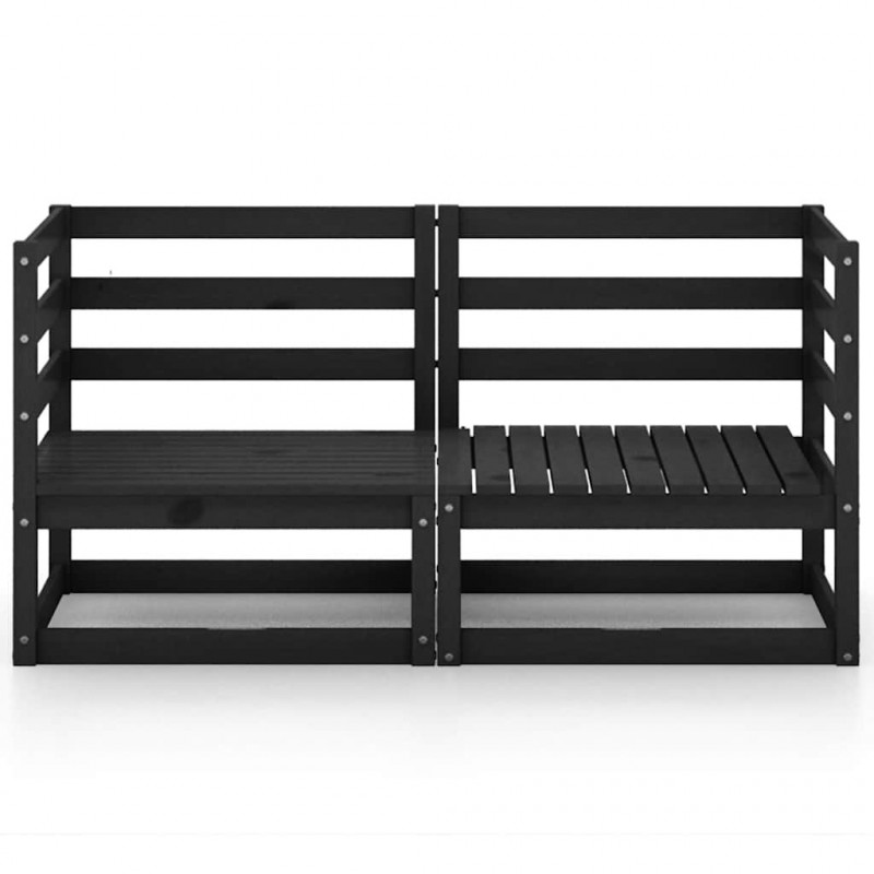 2-osobowa sofa ogrodowa, czarna, lite drewno sosnowe