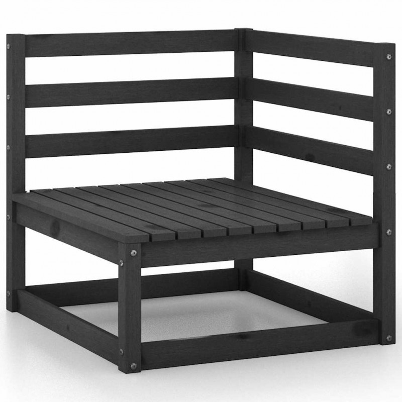 2-osobowa sofa ogrodowa, czarna, lite drewno sosnowe