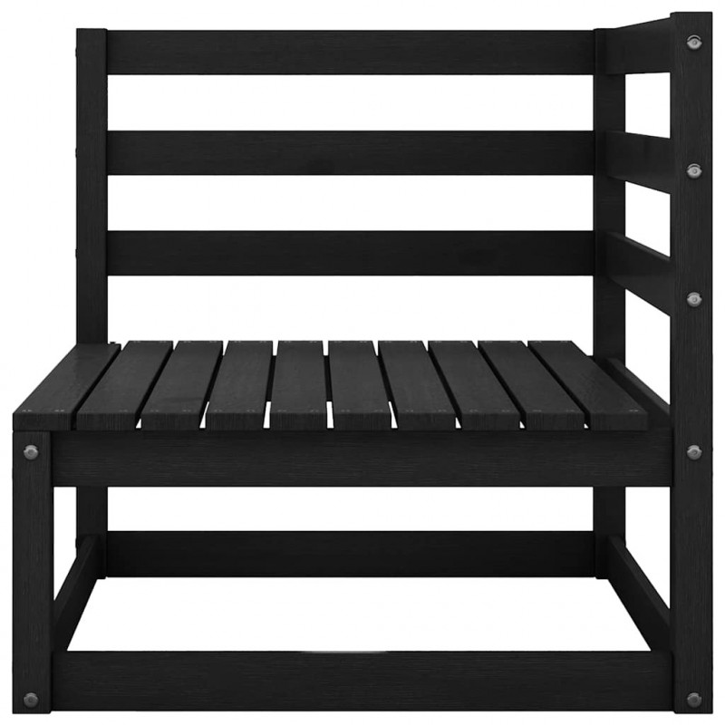 2-osobowa sofa ogrodowa, czarna, lite drewno sosnowe
