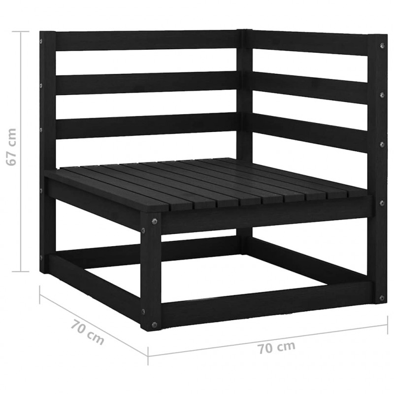2-osobowa sofa ogrodowa, czarna, lite drewno sosnowe